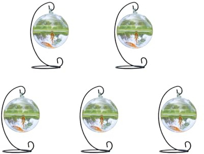 Petit bol à poisson en verre pour vase créatif, boule à suspendre, économise de l'espace, vase pour décoration de la maison, bols avec support