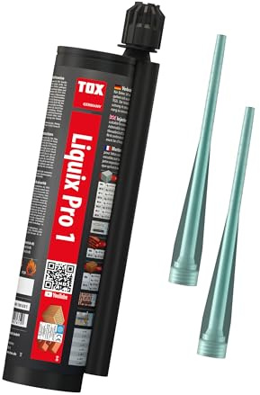 TOX Verbundmörtel Liquix Pro 1 styrolfrei 345 ml (1 Stk.) M, Injektionsmörtel für hohe Lasten bis zu 13,3 Tonnen Gewicht, mit 2x Statikmischer Liquix Mix, 084100031