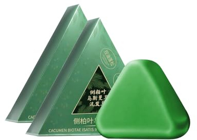 Nature Green Soap Shampoo, Feste Seife, Handgemachte Seife Green Shampoo Bar, Usman Grass and Thuja Leaf, Calming & Strengthens Hair for Women and Men (2)