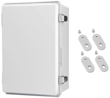 Junction Box with Mounting Plate, Waterproof Electrical Enclosure, Plastic Hinged Shell for Outdoor Power Distribution(L Light Gray)