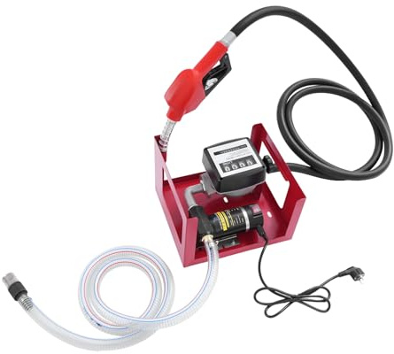 230V 200W Dieselpumpe Absaugpumpe Tragbare Kraftstoffpumpe mit Automatischer Abschaltung Zapfpistole & Schläuche，Selbstansaugende Kraftstoffumfüllpumpe mit Kupfermotor, Ölpumpe Pistole mit Zählwerk