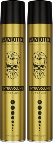 Bandido Hair Spray Extra Volume 400ml Gold | Haarspray Herren | Volumen Spray mit Starkem Halt | Extremely Haltegrad 8 | bis zu 24 h Halt und ohne zu verkleben (Packung mit 2)