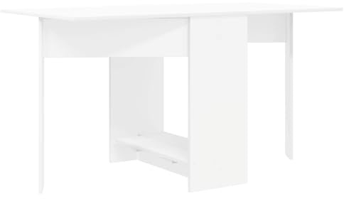 Owoxanthellate Esstisch ausziehbar 138 x70 x 73,5 cm, Moderner Küchentisch aus Holzwerkstoff in Weiß, Platzsparender Klapptisch mit Regal für Küche und Esszimmer, Rechteckig