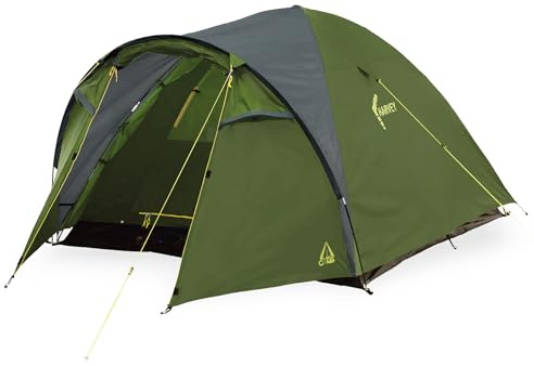 High Peak Campingzelt für 3 Personen, Kuppelzelt mit langem Vordach, leicht | 2-in-1 Innenzelt mit Regenplane, Wasserabweisendes Außengewebe, Mesh-Belüftung, Für Festival und Kurztrips