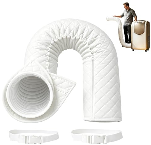 150CM Manchon Isolation Tuyau Climatisation, Housse Protection Tuyau Évacuation Climatiseur Portable, de diamètre avec 2 Sangles à Boucle réglables, pour 5-6 in pour Usage Maison et (1 Set)