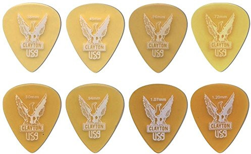 Plectrum Ultem Gold, Standard 351 Form 0,45 mm, transparent Gold, 12 Stück.