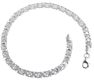 4,6mm flaches Königskette Armband - echt 925 Silber, Länge 25cm