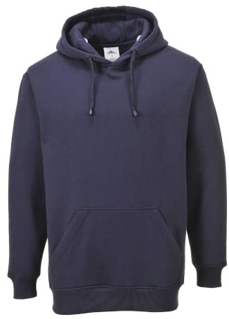 Portwest B302 Roma Hoodie Long Sleeve Machine Washable Hooded Ribbed Cuffs | Navy, Small, UPF 50+, Loose Fit, Polyester, Fully Elasticated Waistband, Secure Storage, UV Protection, Durable, Workwear