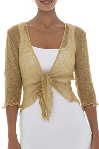 Back From Bali Damen-Strickjacke, durchsichtig, leichter Strick - Beige - Einheitsgröße