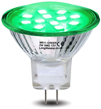 2w LED MR11 Green Light Bulb 12v 35mm Replacement for Low Voltage Spot Lamp