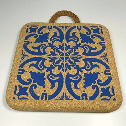EKB-Kork Motiv-Topfuntersetzer Portugiesische Fliese mit Seil, klein 150 x 150 x 21mm