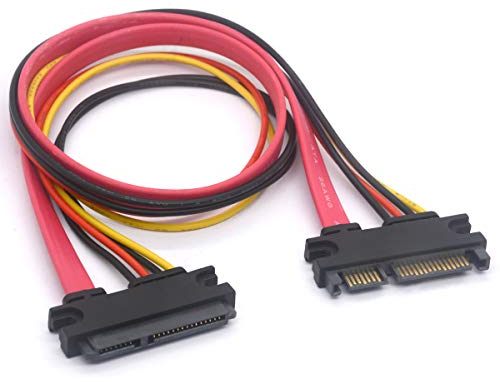 Cable de extensión de datos SATA de 22 pines, 7 + 15 macho a hembra y extensor de alimentación (30 cm)