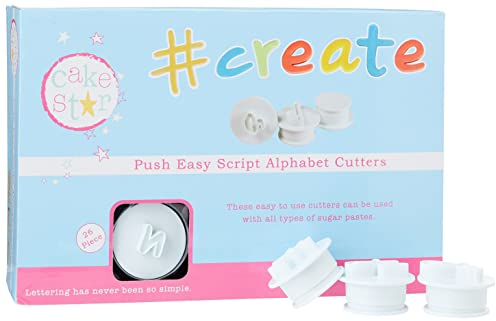 Cake Star Push Easy Script Cutters - Lowercase Alphabet - - Letter Cookie Cutter for Cake Decorating and Sugarcrafting with Fondant, Marzipan, Sugarpaste, Pastry