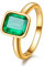 Rizilia CELEBOX Solitär Verlobung Ringe mit Smaragd Schliff Edelstein Zirkonia CZ [Grün Smaragd] in 18K Gelbgold Vergoldet, Berühmtheit inspiriert von Angelina Jolie