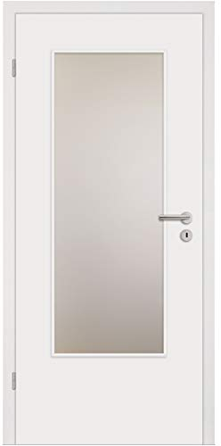 HORI® Zimmertür Komplettset mit Zarge und Türdrücker I Innentür weiß lackiert I Höhe 198,5 cm I 735 mm I DIN Links I Wandstärke: 140 mm (138-157 mm) mm