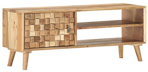 Tidyard TV-Schrank Lowboard Sideboard Lagerschrank aus massivem Akazienholz,TV-Schränke 100 x 35 x 40 cm Mit 1 Tür und 2 Fächern,Stabil und langlebig