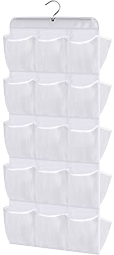 MISSLO Hanging Shoe Rack 30 Mesh Pockets Shoe Storage for Wardrobes Organiser with Rotating Hanger Dual Sided Shoe Organizer Hanging Storage Space-Saving Solution, White