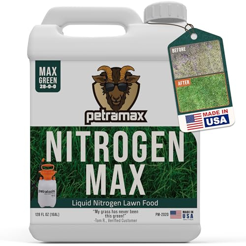 Petramax Liquid Nitrogen Fertilizer 28-0-0 NPK - 1 Gallon Spring & Summer Liquid Grass Fertilizer for Lawn, Spray on Easy to Apply for Deep Green Lawn Care - Slow Release High Nitrogen Turf Builder
