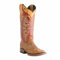 Stivali da equitazione da donna, stile vintage Chunky Heel Cowgirl Cowboy con punta quadrata in pelle ricamata, stivali da equitazione, Rosso rosso., 36 EU