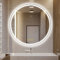 AI-LIGHTING 60cm Round with LED Lights Circular Bathroom Mirror Illuminated Anti-Fog Backlit Light Up Circle Mirror 3 LED Color Change Demister IP44 Dimmable