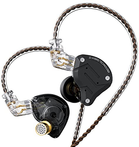 KZ ZS10 Pro - Auricolari con isolamento acustico ad alta fedeltà, con cavo staccabile, 2 pin, 0,75 mm (senza MIC, colore sabbia)