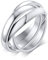 Musihy Frauen Ringe, Trauringe 316l Stainless Steel Ring Dreifarbiger Drei-Ring Drehring Silber Ringgröße 9