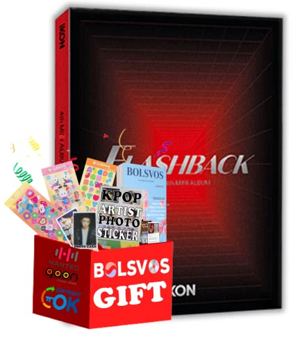 IKON - FLASHBACK [Red ver.] (4th Mini Album) Album+Pre Order Limited Benefits+BolsVos K-POP eBook (21p), 3EA BolsVos Stickers for Toploader, Photocards