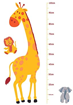 Alavya Home® Giraffe Aufkleber Kinder-Höhentabelle Wandtattoo Wandsticker I Messlatte Giraffe Kinder Babyzimmer selbstklebend I Messlatte für Mädchen und Junge Kinderzimmer (Gelb - Giraffe 1)