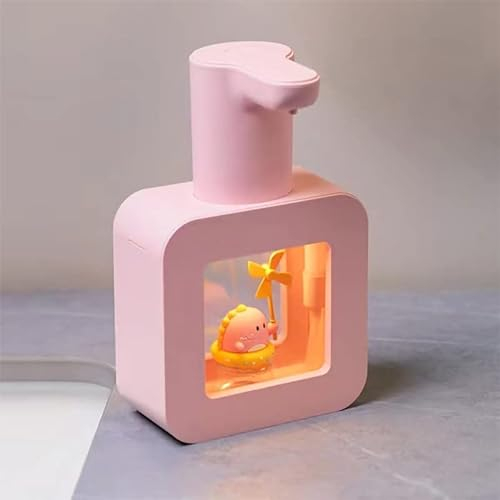 Automatischer Seifenspender für Kinder, berührungsloser automatischer Sensor-Seifenspender Cartoon Smart Foam Soap für Küche und Bad (rosa Kleiner Dinosaurier)