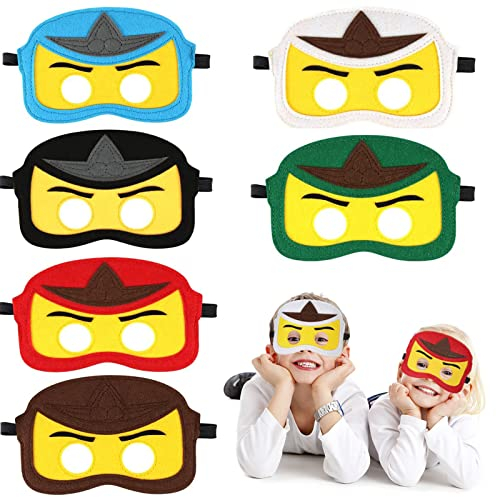 Gloryit Maske Filz Kinder 6 Stück Samurai Augenmaske,Cosplay Party Masken,Masken Kinder als Geburtstag Mitgebsel,Filz Masken für Maskerade Halloween,Halloween Weihnachten Geburtstag Party für Kinder