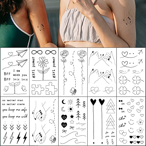 Esland Realistische Best Friends Temporäre Tattoos Passende Bestie Tattoo-Aufkleber für Frauen, Mädchen, Paare und Familien
