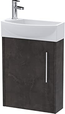 Hudson Reed JNU2661R Juno Modern Bathroom Compact Wall Hung 1 Door Unit & 1 Tap Hole Basin Right Hand, 440mm, Matt Metallic Slate