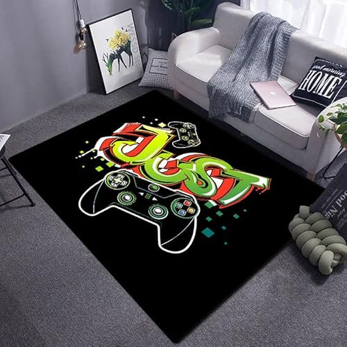 bailongma Funny Black Game Controller Mats For Soft Rug Room Gaming Anime Gamer Chair Rug Large Rug Living Room Boys B1874 40×60CM