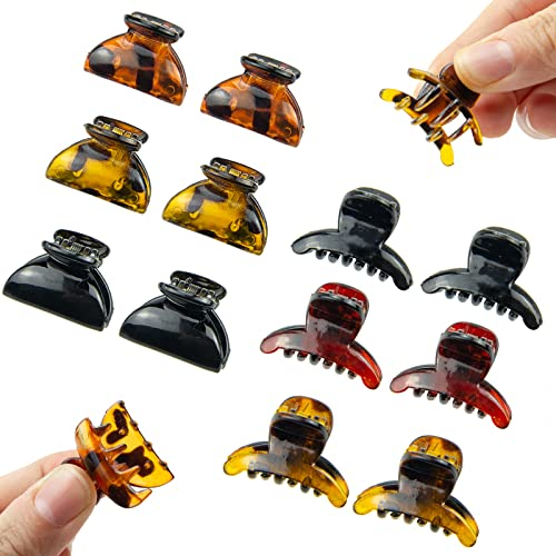 12 Pince à Cheveux Papillon, Mini Pinces Crabe Antidérapante, Pince à Cheveux en Plastique Papillon Marron Outils de Coiffure Convient aux Outils de Coiffure pour Filles (12pcs)