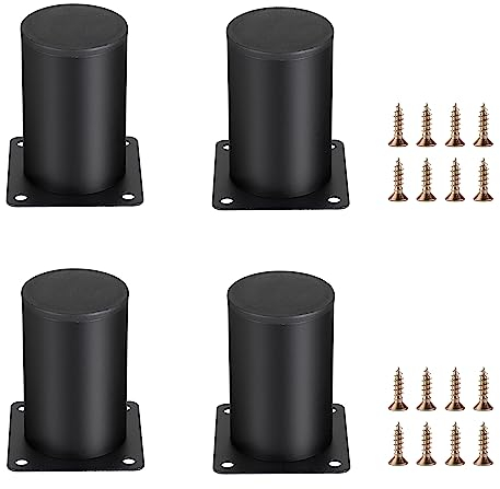 SUMTree 8CM 4 Stück Möbelfüße aus Edelstahl Schrankfüße Beine für Stühle Tisch Schrank Schreibtisch Sofa Möbelbeine mit Schrauben Einfachen Montage Runde Rostschutz(Schwarz)