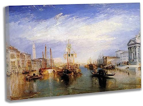 Htt-Kup-Rpp Joseph Mallord William Turner《Der Grand Canal》Wandkunst Bilder Leinwand Wohnzimmer für Schlafzimmer Wohnung Home Deko Kunstdruck fertig zum Aufhängen(Gerahmt,（75x105cm30x41inch