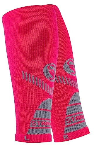 STARK SOUL 2 Paar Waden Kompressionsstrümpfe ohne Fuss für Damen und Herren, Sport Wadenstulpen, Wadenbandage, Beinlinge, Pink, Gr. L