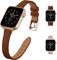 HEYOZURY 2 Paquets Bracelet Compatible pour Apple Watch Cuir Mince Femmes 45mm 44mm 41mm 40mm 49mm Remplacement Pour iWatch Band Series 8/7/SE/6/5/4/3/2/1