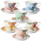 BTaT Teetassen und Untertassen 6er Set, Teeservice, Floral Teetassen (237 ml), Porzellan Teetassen für Teeparty, Rose Teetassen, China Teetassen, Teetasse und Untertasse Set, Porzellan Teeservice