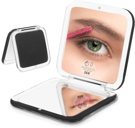 LONTAN Compact Mirror Travel 15X Magnifying Mirror for Pocket Handbag Makeup Gifts for Girls Square 8.5cm x 8.5cm