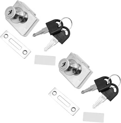 ZONADAH 409 - Juego de 2 cerraduras de doble apertura para puertas de cristal, vitrina, cerradura de seguridad, aleación de zinc, cerradura de puerta corredera con llave