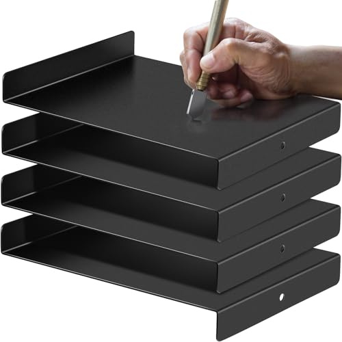 Suzile 4 Pcs Bench Hook Metal Inking Plate Linoleum Printmaking Block Stop Ink Plate Printing Supplies for Block Printing Wood Carving, 9 x 7 x 1 Inches