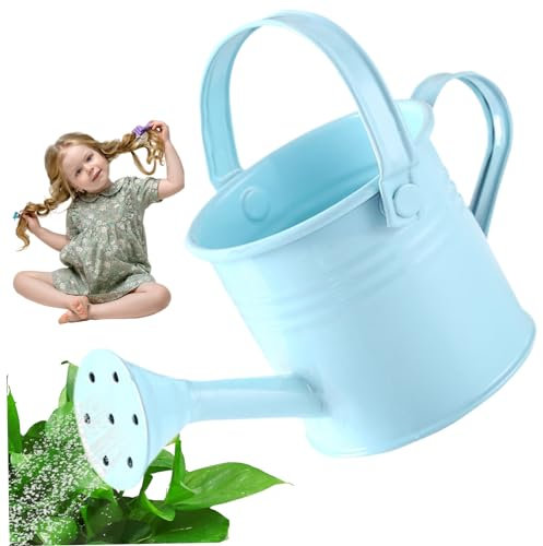 Wedhapy Annaffiatoio Piccolo Annaffiatoio per Piante 2,8x4,7 Annaffiatoio per Bambini con Manico Annaffiatoio in Metallo Antiruggine Annaffiatoio Portatile per Interni per Giardino Azzurro