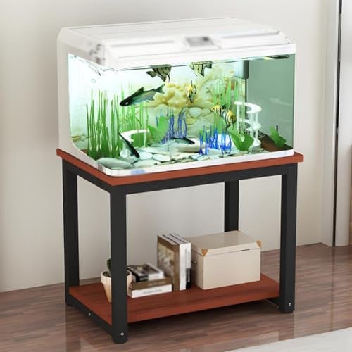 Metal Aquarium Stand, Fish Tank Cabinet, Iron Storage Rack, Double-Layer Detachable Design, Easy to Assemble,Suitable for Home Fish Tank, Landscape Fish Tank (Color : Brown, Size : 50x40x70cm)