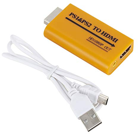Ficher für PS1 PS2 zu Audio Video Converter Adapter mit 3,5 Mm Audioausgang UnterstüTzt Alle für PS1 PS2 Anzeigemodi