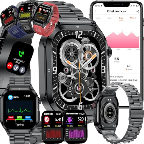 Fohatu 𝐁𝐥𝐮𝐭𝐳𝐮𝐜𝐤𝐞𝐫𝐒𝐦𝐚𝐫𝐭𝐰𝐚𝐭𝐜𝐡 ET281Männer Sport 𝐄𝐊𝐆𝐇𝐚𝐫𝐧𝐬ä𝐮𝐫𝐞𝐁𝐥𝐮𝐭𝐟𝐞𝐭𝐭𝐞𝐇𝐑,𝐁𝐏,𝐒𝐩𝐎𝟐,Wasserdicht 𝐅𝐢𝐭𝐧𝐞𝐬𝐬𝐮𝐡𝐫𝐌𝐢𝐭𝐁𝐥𝐮𝐞𝐭𝐨𝐨𝐭𝐡-𝐀𝐧𝐫𝐮𝐟𝐞