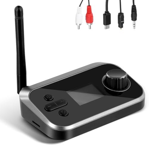 Bluetooth Transmitter and Receiver, Bluetooth 5.3 TV Hifi Adapter, Long Range Bluetooth Audio Adapter for TV, PC, Speakers, Headphones, Bluetooth Transmitter for 2 Headphones (Optical, RCA, AUX 3.5mm)