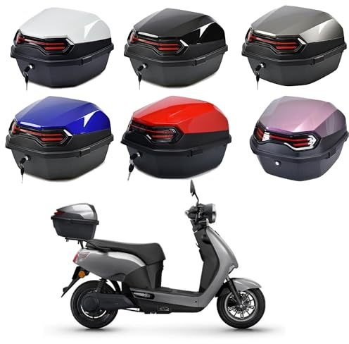 UYTOIZ Maletas Moto Trail, Baúl De Moto Viajar Caja De Cola, Topcase De Scooter Equipaje Caja con Reflectores, Funda para Casco Maletero Moto Impermeable (Color : Blue, Tamaño : 41x40x30cm)