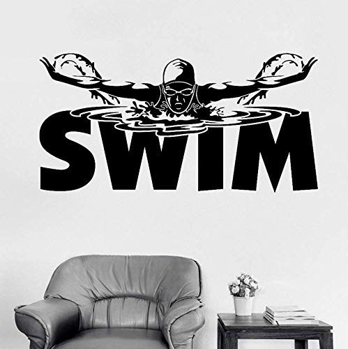 Schwimmen Sportfigur dekorative Wandsticker wasserfestes Bad Fliesen Glasdach Fenster selbstklebendes Papier abnehmbarer Aufkleber74X42Cm