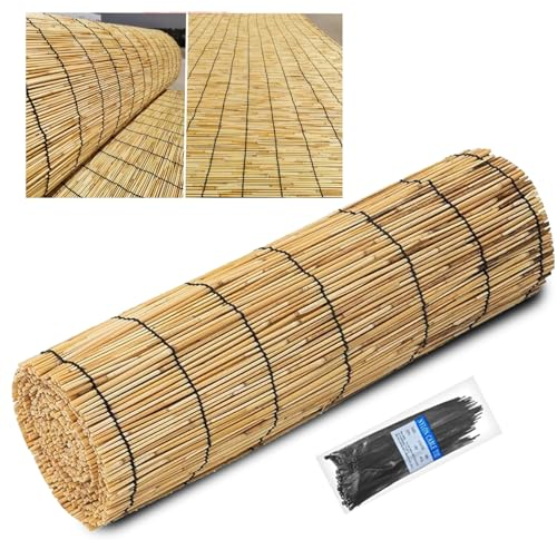 Rorquscade Schilfmatten 80x600cm 100x800cm 120x1000cm Rohrzaun Geflochtener Atmungsaktiver Sonnenschutz Bambus Sichtschutz Für Hinterhof Garten Zaun Trennwand(Size:60x200cm)
